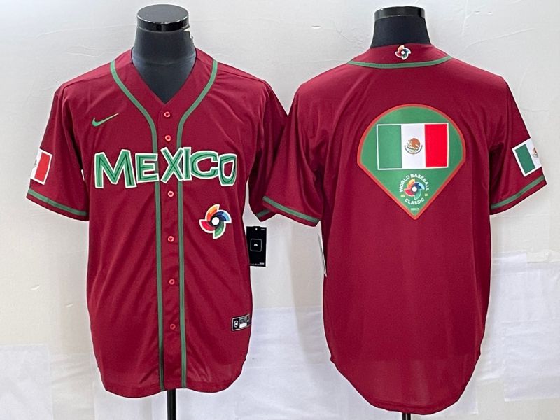 Men 2023 World Cub Mexico Blank Red Nike MLB Jersey29